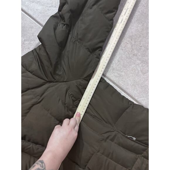 Eddie Bauer Goose Down Puffer Coat Womens XL Brown Hooded Parka Faux Fur Quilted - Picture 12 of 15